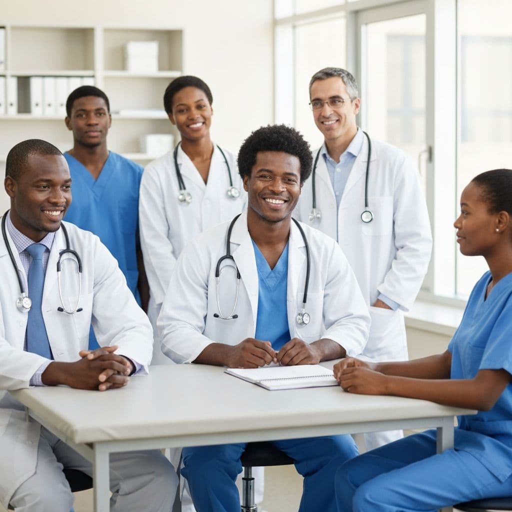 Healthcare professionals providing care in African community