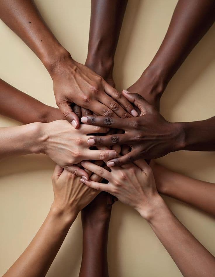 Diverse team unity demonstrating core values of trust and integrity